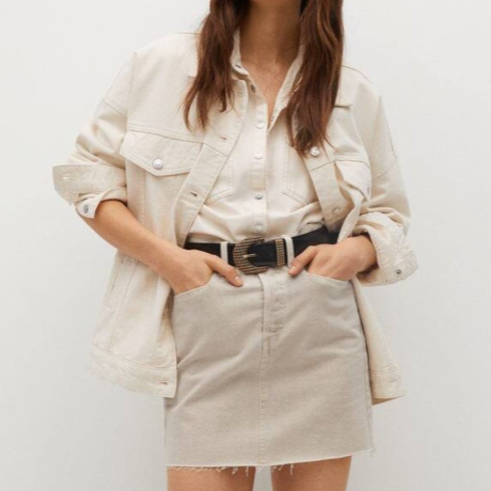 Mango denim mini skirt with frayed hem